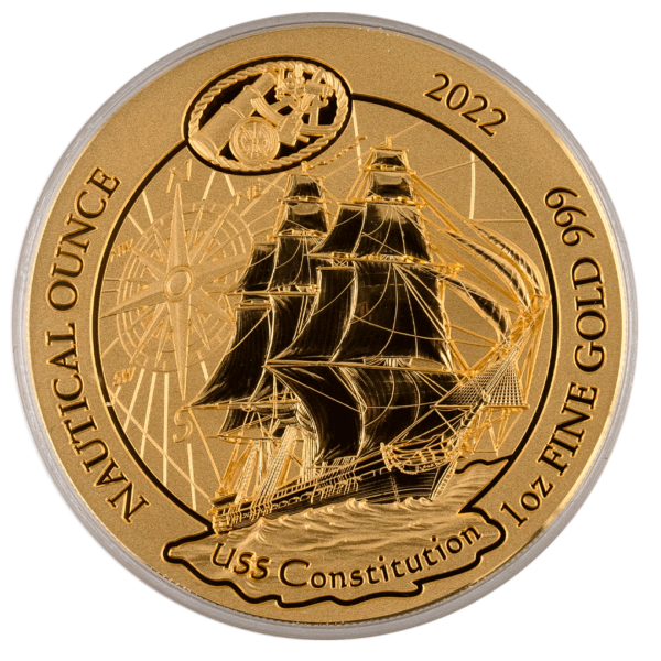 Nautical Ruanda 2022 - 1 OZ GOLD - USS Constitution St BU Nautische Unze - Nautical Rwanda