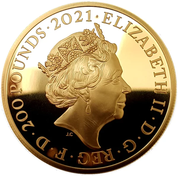2021 GOTHIC CROWN QUARTERED ARMS - 200 Pounds - GOLD - Polierte Platte – Bild 2