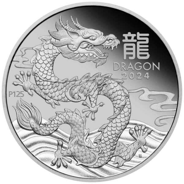 Lunar III 2024 - Jahr des Drachen - 1 OZ Platin - Polierte Platte