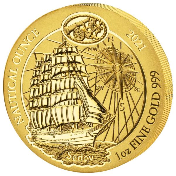 Nautical Ruanda 2021 Sedov - 1 OZ GOLD - Nautische Unze - Nautical Rwanda - Stempelglanz