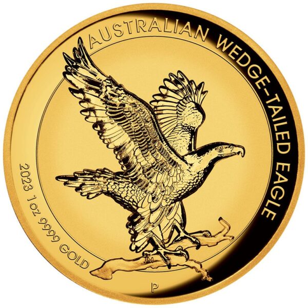 Wedge-Tailed Eagle - Keilschwanzadler - 2023 - 1 OZ Gold - Polierte Platte - High Relief Incused