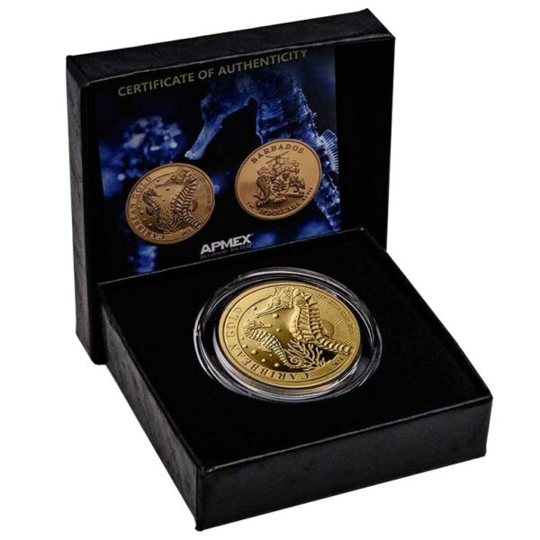Barbados Seepferdchen 2021 - 1 OZ GOLD - Stempelglanz - Auflage: 100 – Bild 3