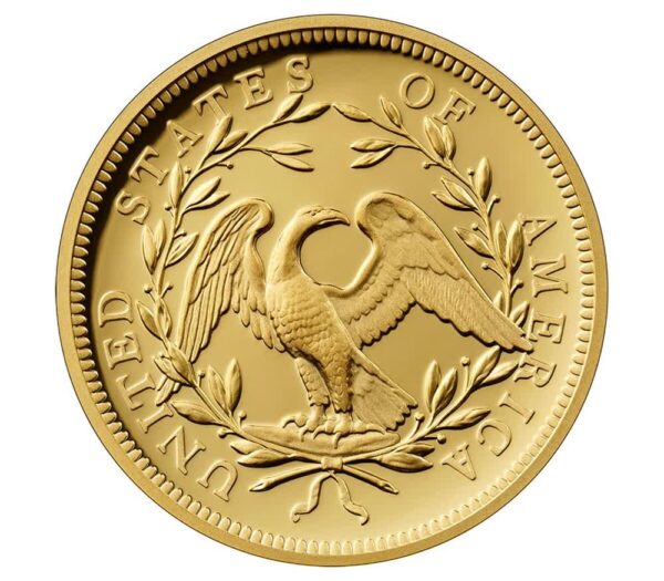 American 230th Anniversary Flowing Hair 2024 High Relief - 1 OZ GOLD - 1 $ - Polierte Platte – Bild 2