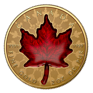 MAPLE LEAF - PROUD MAPLE - 2024 - 2 OZ GOLD - Super Incuse - Roter Emaille - Reverse Proof