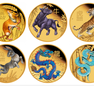 Exklusive-Set Lunar III Coloriert komplett Serie 2020 bis 2025 - Jahr der Maus, Ochse, Tiger, Hase, Drache, Schlange - 6x 1 OZ Gold - Coloriert Polierte Platte